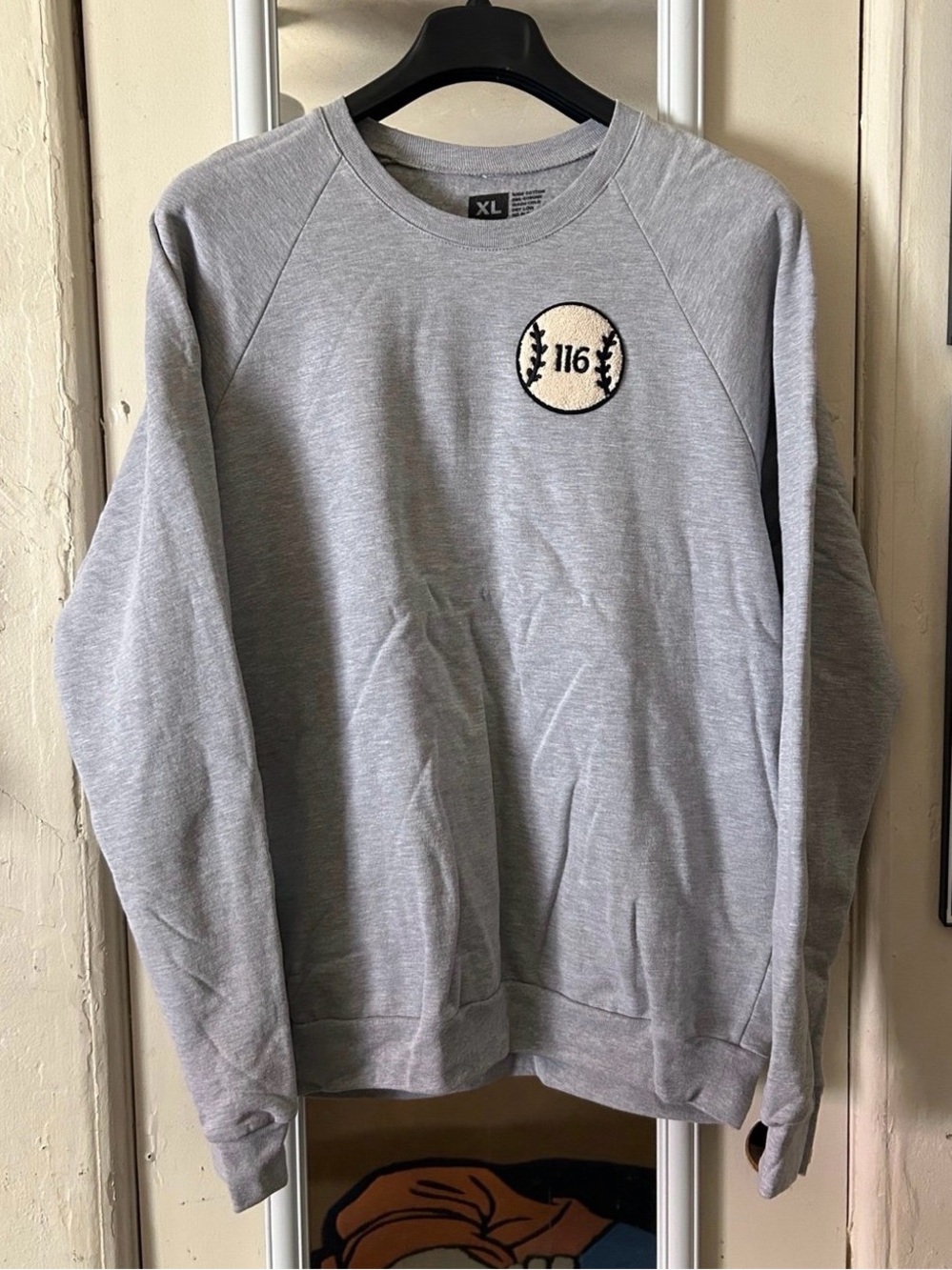 Lecrae 116 Athletics Embroidered Baseball Men’s Grey XL Crewneck Sweater